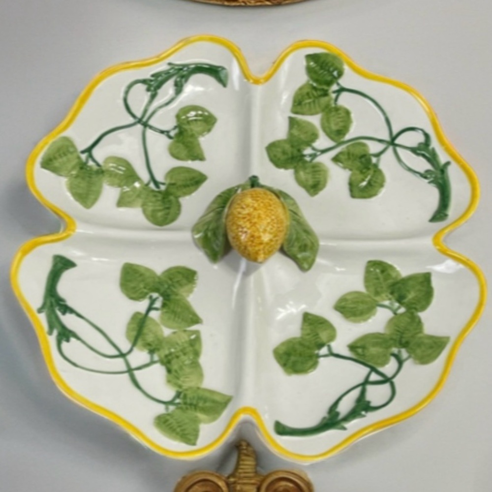 Italian Sicilia antipasto plate 11” platter lemon vine design+lemon handle - Picture 5 of 5